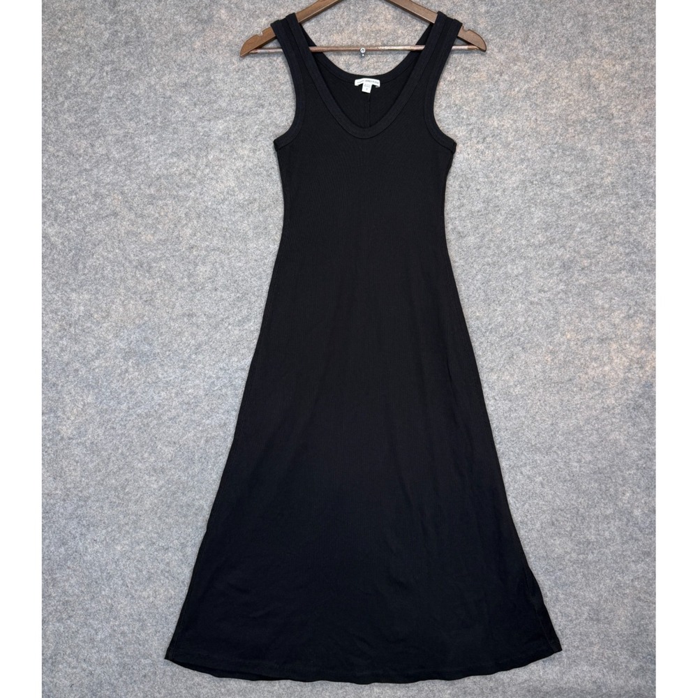 James Perse Tank Top Maxi Dress Womens Small 1 Ribbed Knit Black Outdoor